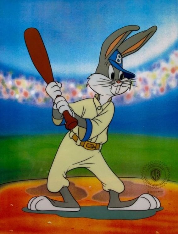 Warner Bros BUGS BUNNY BASEBALL AT BAT Large Animation Sericel MSRP $1,125!: This is a Limited Edition Sericel of Warner Bros Loony Tunes BUGS BUNNY. This fantastic animation features Bugs at bat in a baseball game.This Cel measures 14 x 11 inches, comes unframed, in excellent