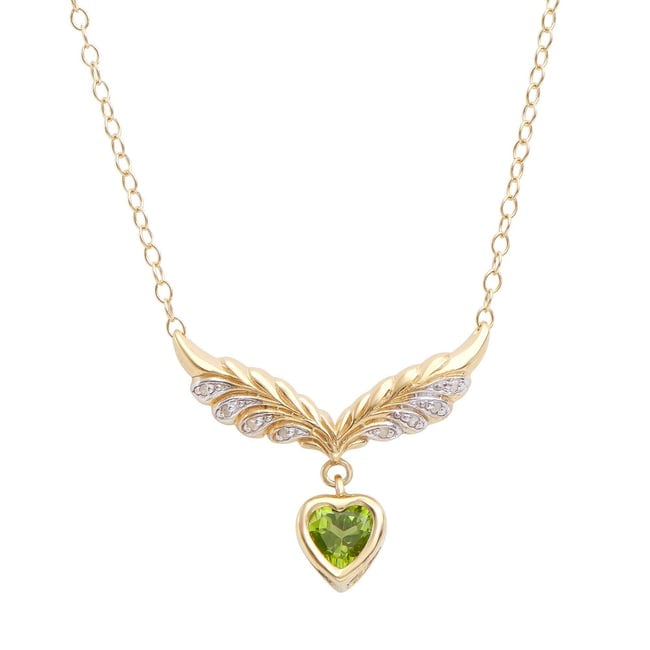 $1,885 Value! 1.07 Cts Natural Diamond Peridot 18KGP Sterling Silver Designer Necklace #2065: Diamond Description Shape: Round ,Size: 1.2mm, Quantity: 8, CT: 0.07, Grade: I2, Color: H-I, Heart Peridot : 1, 7mm, 1.00 ct, Material Information:Plating Material: 18K Gold plated, Primary Material:S