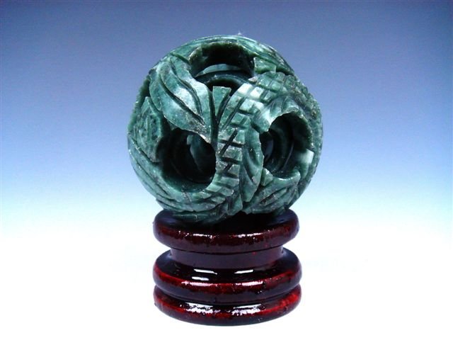 Hand Carved Jade 3 Layers Dragon Ball w/ Stand: Item Description: This is a very nice green jade hand carved 3 layers dragon ball *display stand included for your purchase*, excellent workmanship and the piece looks even more attractive in person, 