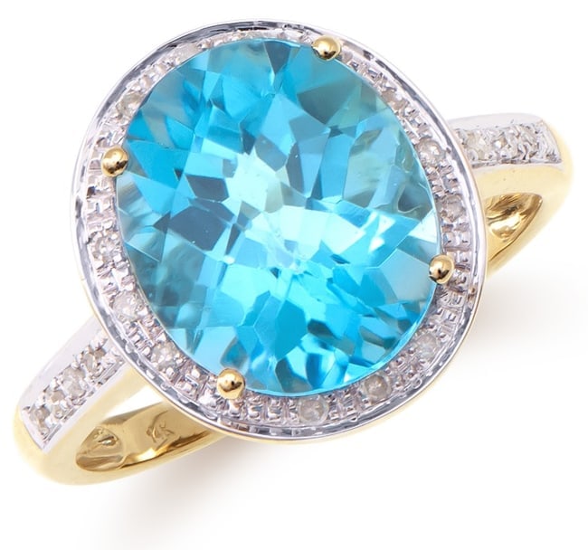 5.22 ct Certified Natural Topaz Diamond 14K Designer Gold Ring $5,695!: Gemstone Description:Gemstone: Swiss Blue topazColor: BlueShape: OvalSize: 12x10Quantity: 1CT: 5.11 Diamond Description:Shape: RoundsSize: 1.00 mm Quantity: 20CT: 0.11Grade: I2-13Color: H-I Material I