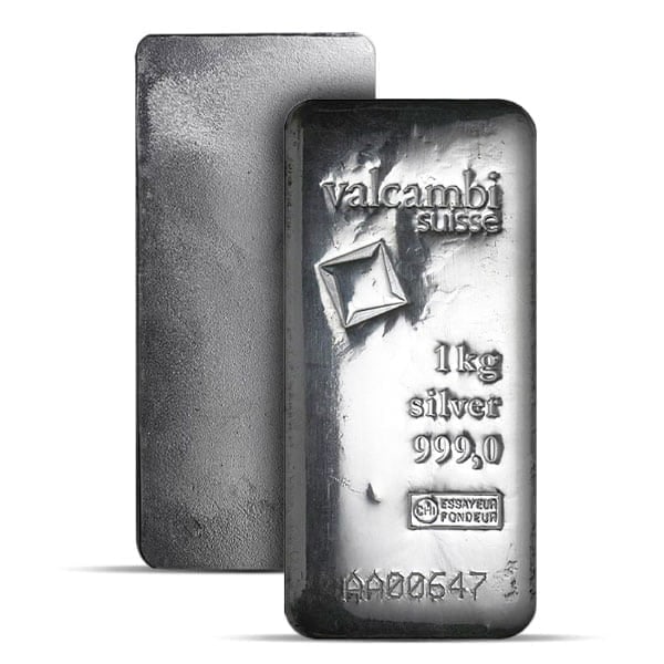 Hot Deal -Great Investment! Valcambi Kilo Bar - 1 Kilogram (32.15 Troy Oz), .999 Pure S IRA Approved: The Valcambi Kilo Silver Bar is a high-quality bullion product, recognized worldwide for its craftsmanship and purity. Produced by Valcambi Suisse, a leading Swiss refiner, this kilo silver bar is a