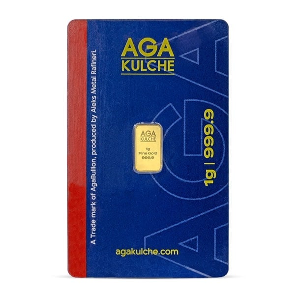 Great Investment! AgaBullion Gold Bar, 1 Gram, .9999 Pure IRA Approved: The AgaBullion 1 Gram Gold Bar is a high-quality investment piece, produced by AgaBullion and packaged securely in an assay card. This bar is perfect for investors seeking to diversify their