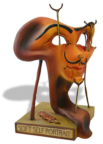 Dali SOFT SELF PORTRAIT WITH FRIED BACON: This is a sculpture entitled "SOFT SELF PORTRAIT WITH FRIED BACON" (1941) by Salvador Dali. This is a highly collectible, quality, resin sculpture with hand-painted color details, matte and glossy