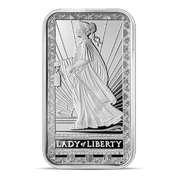 Great Investment! PAMP Suisse Lady Of Liberty 10 Ounce Bar, .999 Pure Silver IRA Approved (1 of 3)