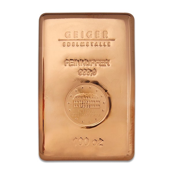 Great Investment! Geiger COPPER Bar - 100 AVDP OZ, .9999 Pure IRA Approved (1 of 3)
