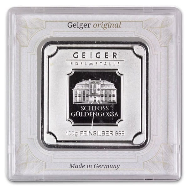 Great Investment! Geiger SILVER Bar - 100 Gram .999 Pure, in Assay IRA Approved (1 of 2)