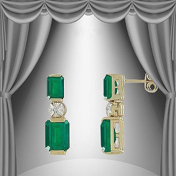 3.37 CT Emerald & Diamond 18K Fine Earrings $815: Master jewelers designed your earrings with: 2 pieces of GENUINE 5X3mm faceted Emeralds quality AAA no treatment. 2 pieces of GENUINE 3X2mm faceted Emeralds quality AAA no treatment. 2 pieces of GENUI