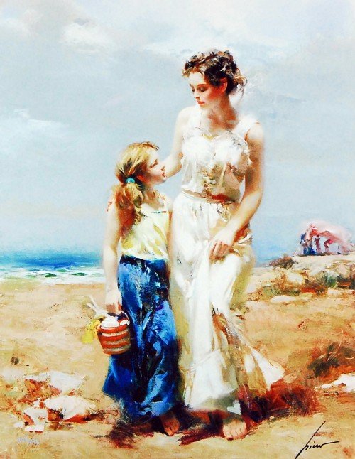 Pino "BY THE SEA" Ltd Ed. Giclee on Canvas: This is a gorgeous limited edition original hand signed giclee on canvas by Pino Daeni. Hand Signed and numbered by the artist from an edition size of 500. Comes with a certificate of authenticity. Ma