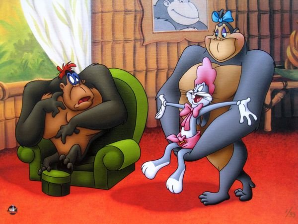 Warner Bros "GORILLA MY DREAMS" Ltd Ed. Giclee on: This is a Limited Edition Giclee on canvas of Warner Bros Looney Tunes titled "GORILLA MY DREAMS". Numbered 1/99. This giclee bears an authentication stamp by Looney Tunes. Published in 2000 by Warner