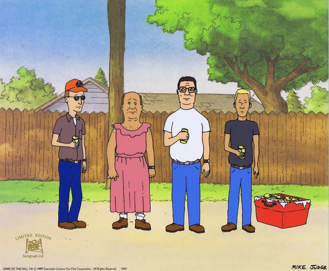 Fox Studios Serigraph Cel, KING OF THE HILL: Based on the cartoon series King of the hill. Includes Certificate of Authenticity. Size: 10 1/2" x 12 1/2"