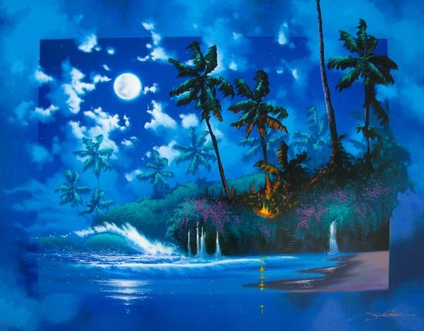James Coleman FULL MOON Hand Signed Limited Ed. Giclee: This is a limited edition hand signed giclee on canvas by James Coleman titled "FULL MOON". This piece is Hand Signed by Disney artist James Coleman. This piece is numbered from an artist proof editio