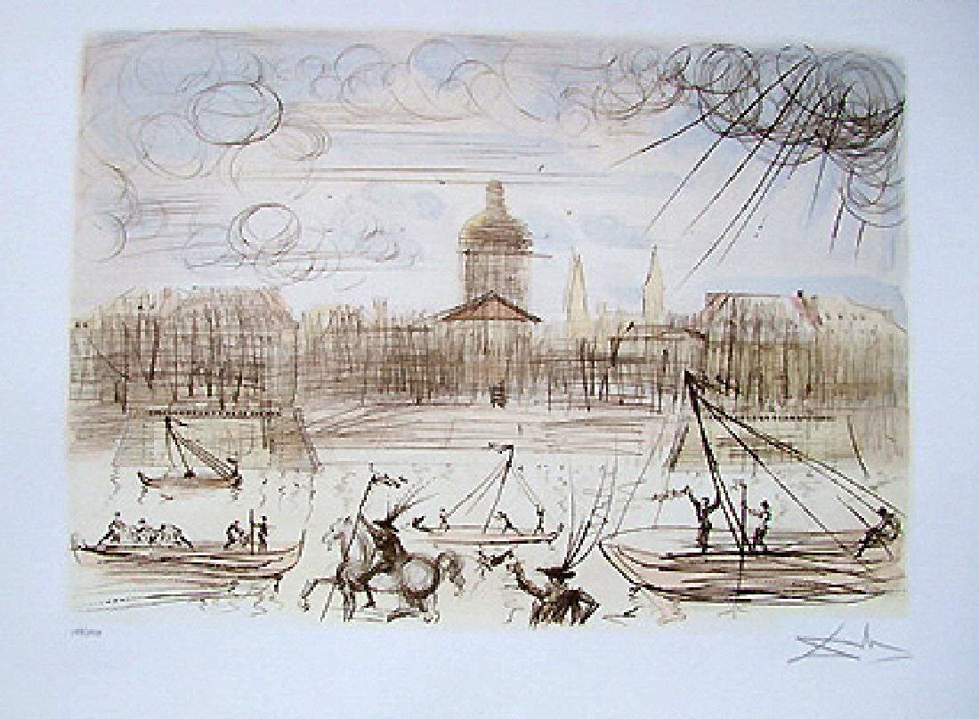Salvador Dali limited edition litograph - Academy of: Limited editon Salvador Dali litograph, pencil numbered from an edition of 500, 13 1/2" x 19 1/2" image size, comes with certificate of authenticity. Item comes unframed