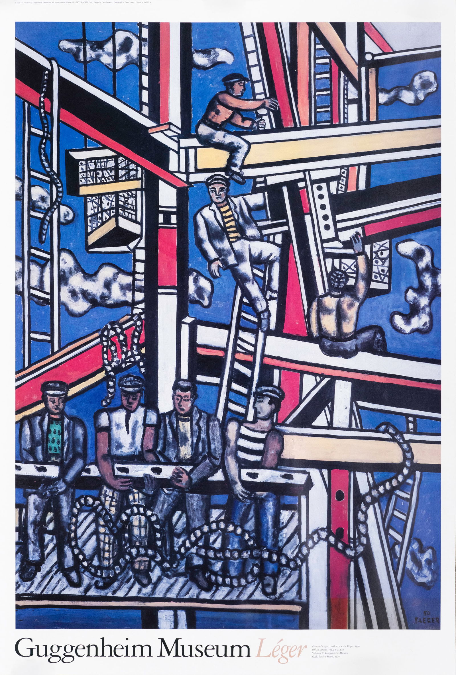 Fernand Léger (1881-1955) "Builders with Rope", 1992 - Poster by The Solomon R.Guggenheim:  FERNAND LÉGER (1881-1955) Builders with Rope, 1992 Poster Image: 30 x 20 1/4 in This is an amazing and rare poster published