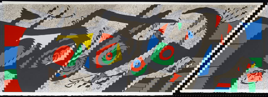 Joan Miró (1893-1983) - Le Lézard aux Plumes d'Or: Plate II (M. 793), 1971 - Hand signed: <!DOCTYPE html> JOAN MIRÓ (1893-1983) Le Lézard aux Plumes d'Or: Plate II (M. 793), 1971 Color lithograph on Rives BFK paper Printer: Fernand Mourlo