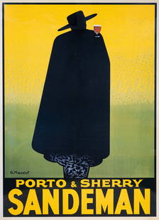 George Massiot (1890-1950) - Sandeman "The Don" Porto & Sherry Vintage Poster, 1928 Unknown Edition: <!DOCTYPE html> GEORGE MASSIOT (1890-c.1950) Sandeman "The Don" Porto & Sherry Vintage Poster, 1928 Vintage Poster, unknown edition Image: 52 x 42 in
