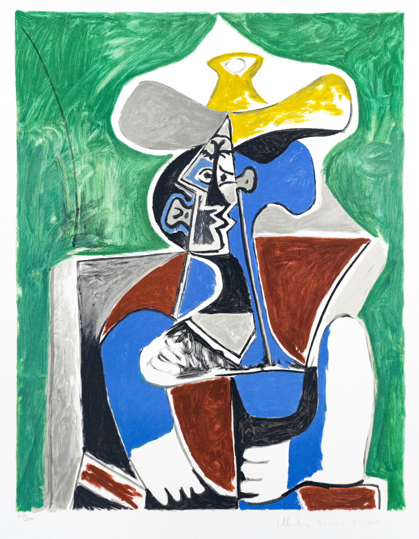 Pablo Picasso - After (1881-1973) - "Buste au Chapeau Jaune et Gris", 1981 - Lithograph (1 of 8)