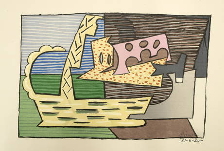 Pablo Picasso (1881-1973) - "The Basket", 1946 - Vintage Lithograph: <!DOCTYPE html> PABLO PICASSO AFTER (1881-1973) The Basket, 1946 Lithograph on Woven Paper Edition: Limited “Unnumbered&rdquo; 500 copies. Pr