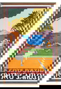 Bruce Skilbeck - "Monte Carlo - La Cote Dazur - Tennis", 2002 - Original Poster - Framed: <!DOCTYPE html> BRUCE SKILBECK Monte Carlo - La Cote Dazur - Tennis, 2002 Original Poster Printer: Bedos & Cie Imp. Paris Image: 39 x 25