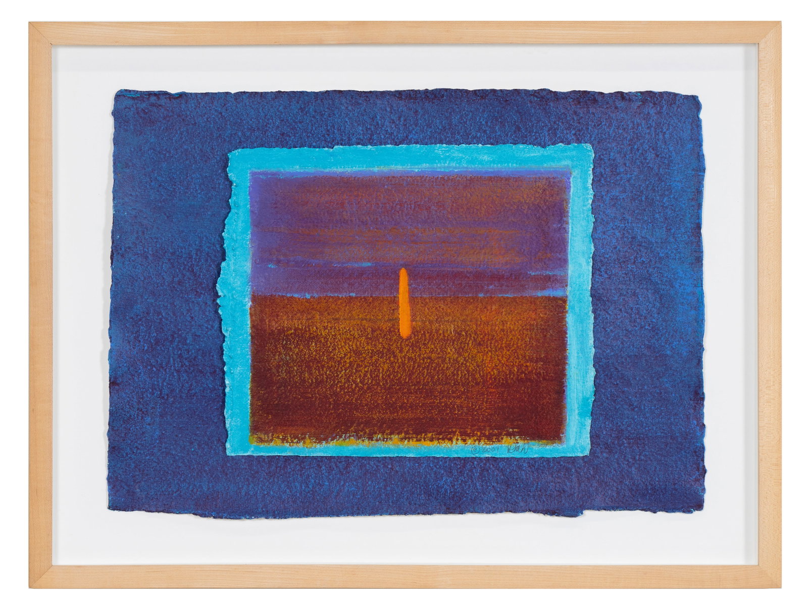 Doris Wyman (1932-2022) "Center", 2001 - Abstract Oil Painting on Hand Made Paper - Rothko Inspired:  DORIS WYMAN (1932-2022) Center, 2001 Oil on Hand Made Paper Image: 11 1/2 x 13 1/5 in Frame: 20 1/4 x 27 1/4 in x 1