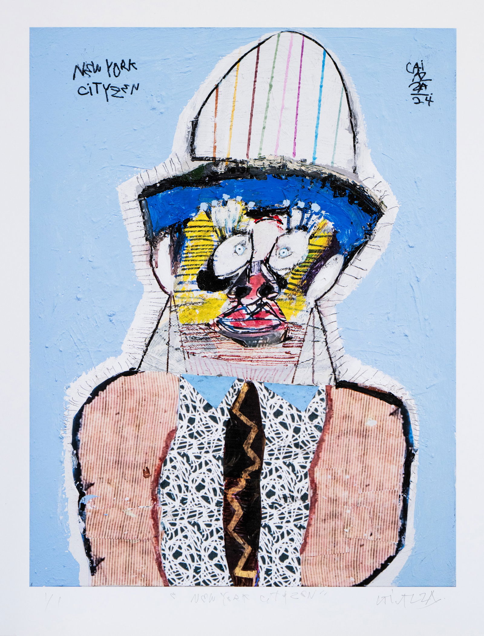 Alejandro Caiazza B.1972 -"New York City Zen" 2024 - Exclusive Print 1 of 1 Karel Appel Influenced:  ALEJANDRO CAIAZZA (ARGENTINE B.1972) New York City Zen, 2024 – Print – 1 of 1 Karel Appel 1921-2006, Corneille (Guillaume Cornelis van Beverloo) 1