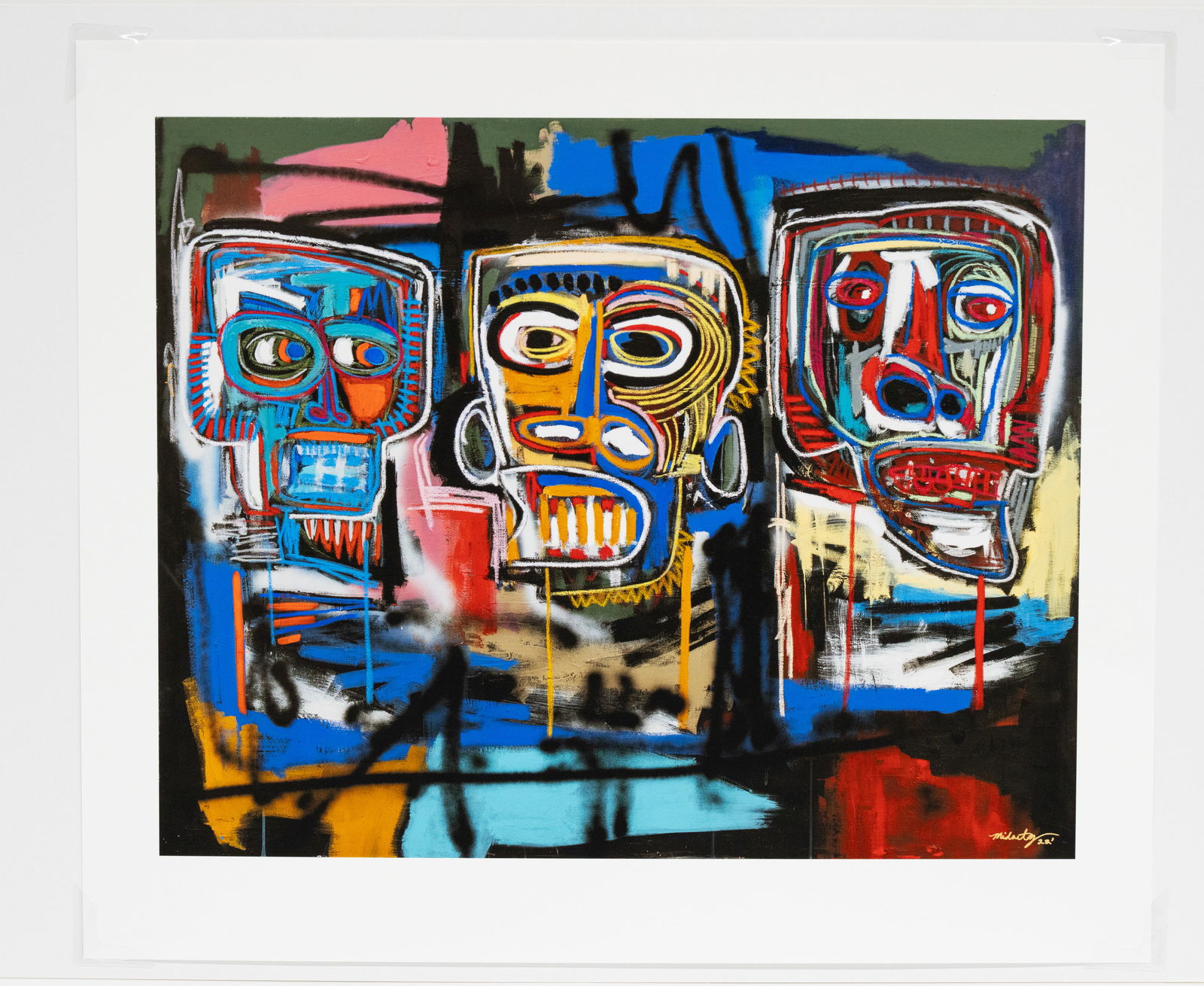 Midartz (b.1975) - "Triad Vs Dyad", 2022 - Fine Art Print - Basquiat Inspired Artist:  MIDARTZ (b. 1975) Traid Vs Dyad, 2022 - Print Digital Fine Art Print on Hahnemuhle Photo Rag Bright White paper 310 gsm Edition: Open