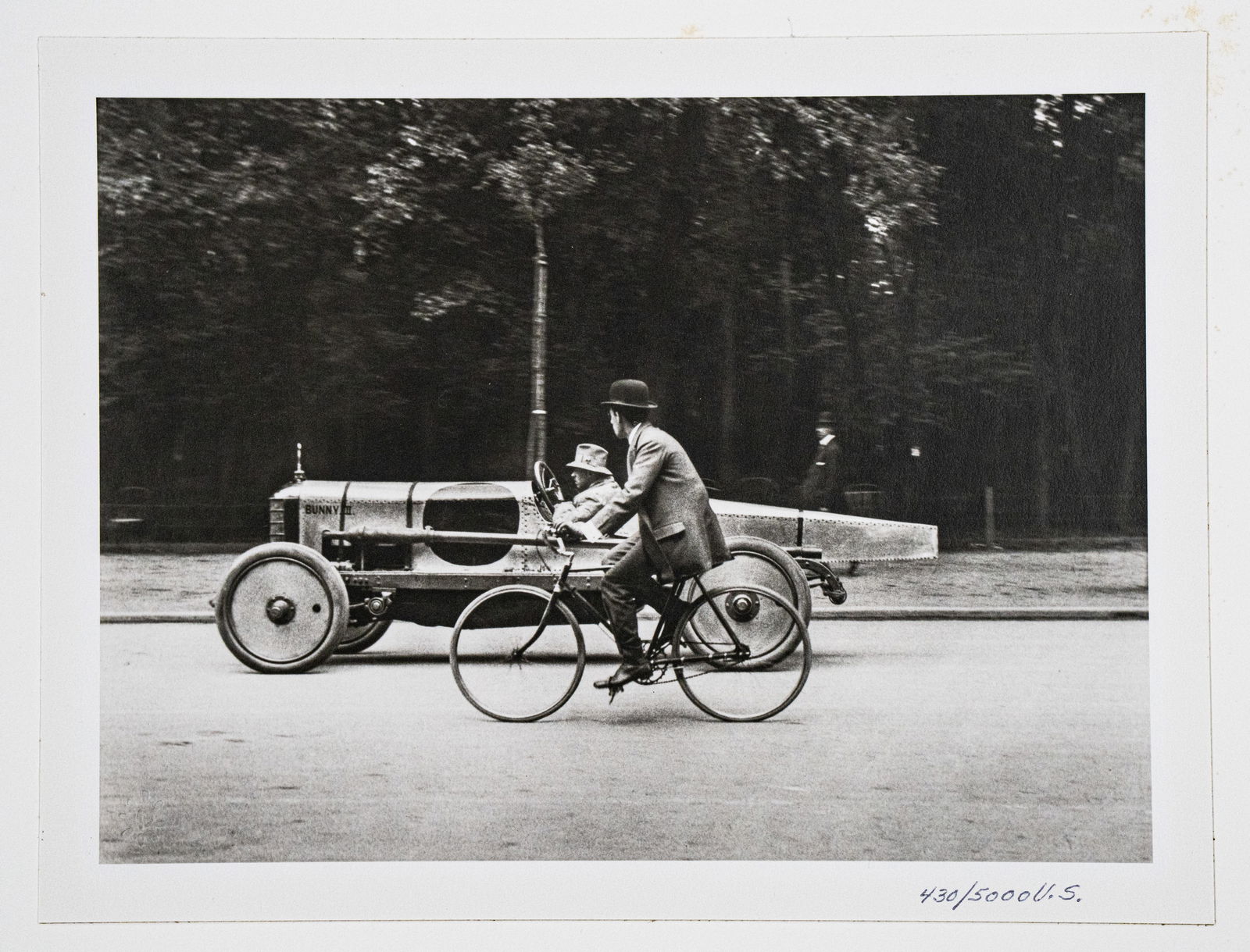 Jacques-Henri Lartigue (1894-1986) "Paris: The Singer Racing Car Bunny", 1912 - Silver Gelatin Print:  JACQUES-HENRI LARTIGUE (1894-1986) Paris: The Singer Racing Car Bunny III, 1912 Silver Gelatin Print, printed in 1978 Publisher: Time-Life