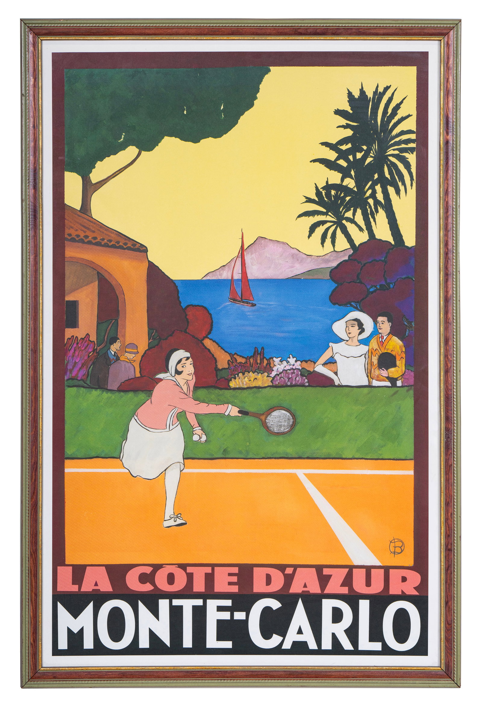 Bruce Skilbeck - "Monte Carlo - La Cote Dazur - Tennis", 2002 - Original Poster - Framed:  BRUCE SKILBECK Monte Carlo - La Cote Dazur - Tennis, 2002 Original Poster Printer: Bedos & Cie Imp. Paris Image: 39 x 25 in<