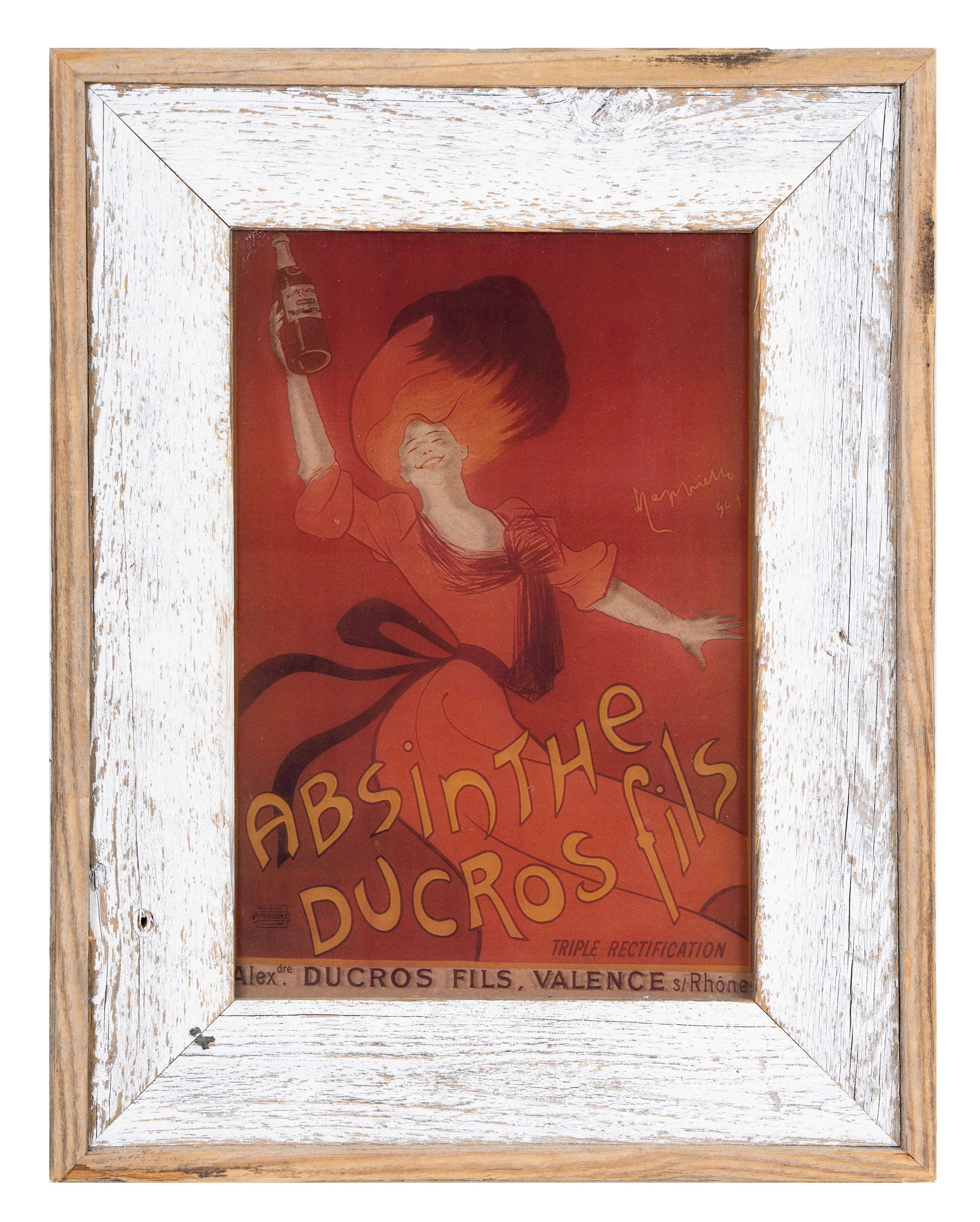 Leonetto Cappiello c.1901 - Vintage French Advertising Poster - Absinthe Ducros Fils - Glass:  LEONETTO CAPPIELLO (1875-1942) Absinthe Ducros Fils Vintage Poster, ca 1901 Reverse printed on glass and framed in a rustic frame Image: