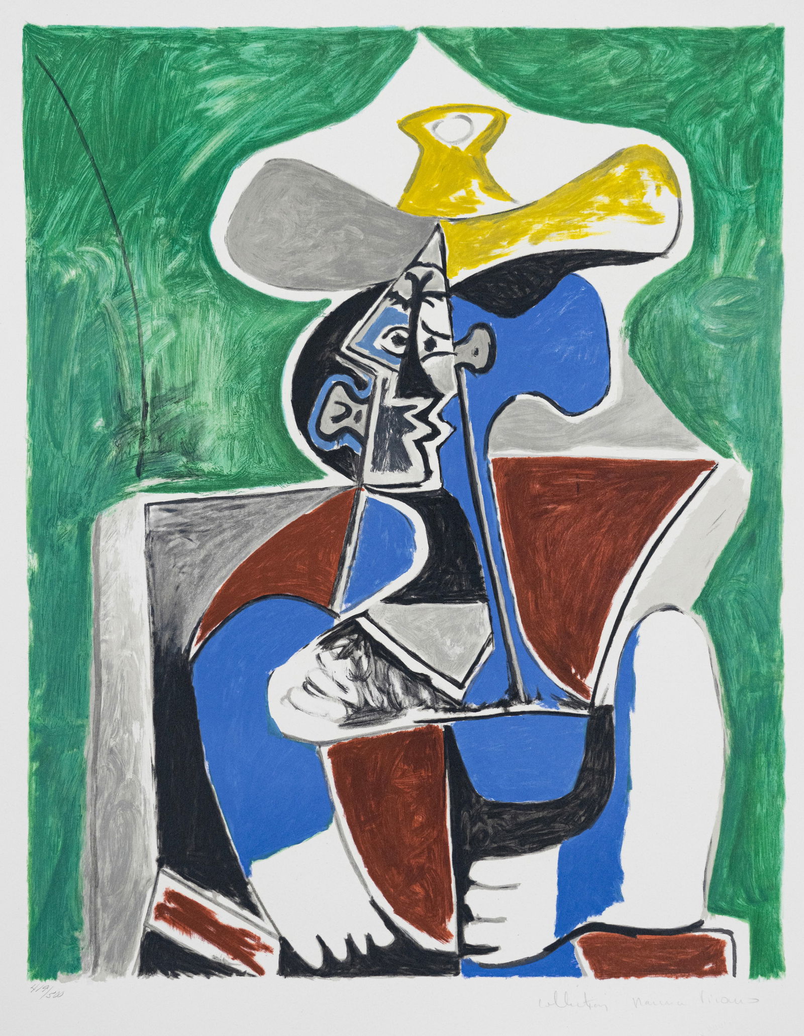 Pablo Picasso - After (1881-1973) - "Buste au Chapeau Jaune et Gris", 1981 - Lithograph 419/500 (1 of 8)