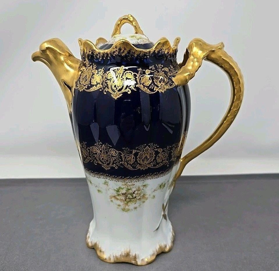 Haviland Limoges Chocolate Pot Daisies Cobalt Gold (1 of 20)