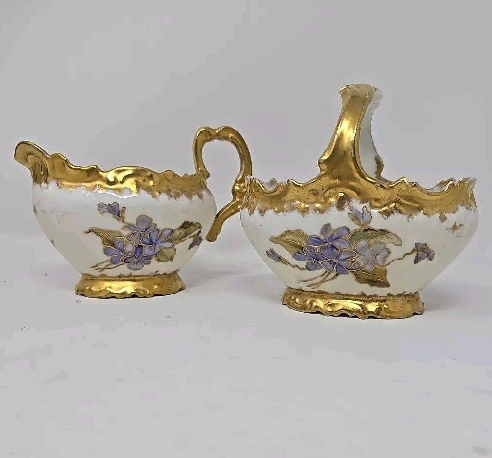 Limoges Creamer & Sugar With Violets Coiffe (1 of 20)