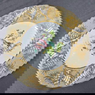 Ridgway Hand Painted Floral Plate 9" C1835 #6: Ridgway hand painted floral center, with cornucopia shaped design on the border, plate. Unmarked with pattern number 3/462. Measures approximately 9 inches diameter. No chips or cracks. There is loss