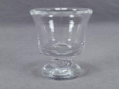 Signed Steuben #7878 Crystal Cigarette Holder Urn: Vintage blown clear crystal shape #7878 cigarette urn with twist stem. Ground and polished base. Signed Steuben on the base.Good condition. No chips or cracks.Measures approximately 2 3/4 inches wide