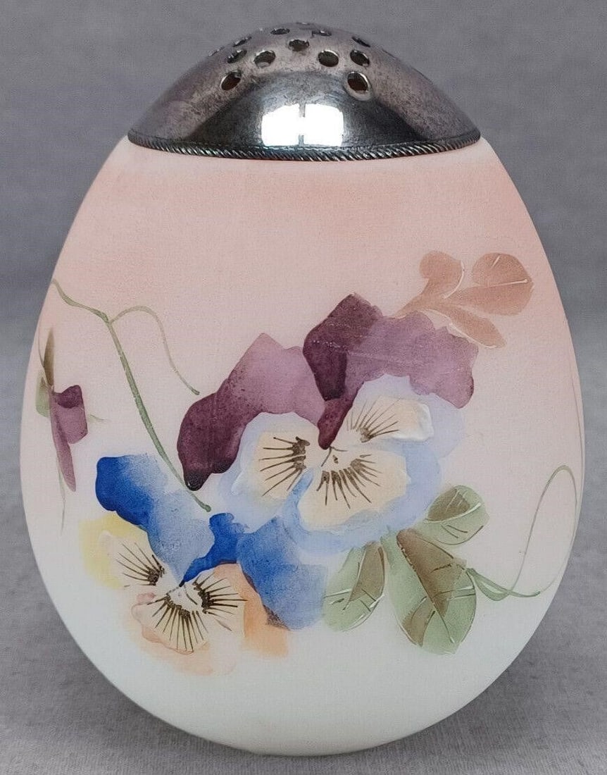 Mt Washington Pansies Pink Glass Egg Sugar Shaker (1 of 12)
