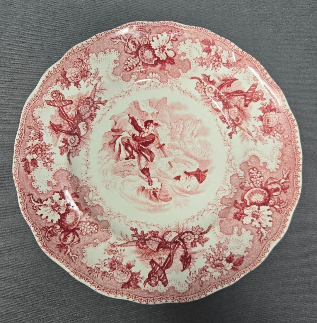 Wm. Adams IV & Sons "The Sea" 6" c. 1829-61: William Adams IV and Sons transferware bread plate. From a series called "The Sea" There is a series of at least 10 scenes shown on the Transferware Collectors Club website. This is not one of them. M
