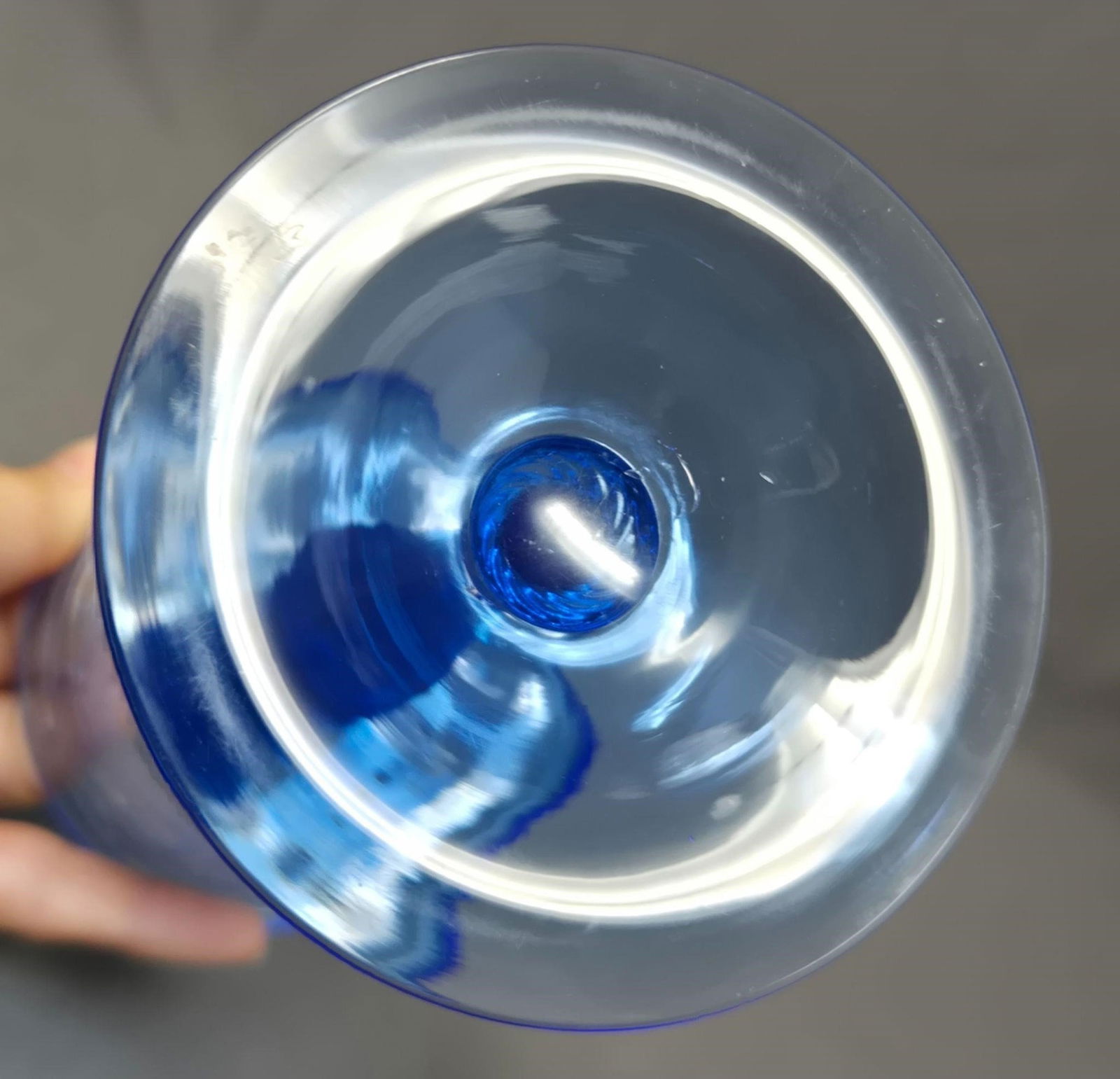 Steuben Goblet French Blue Applied Threads - 10