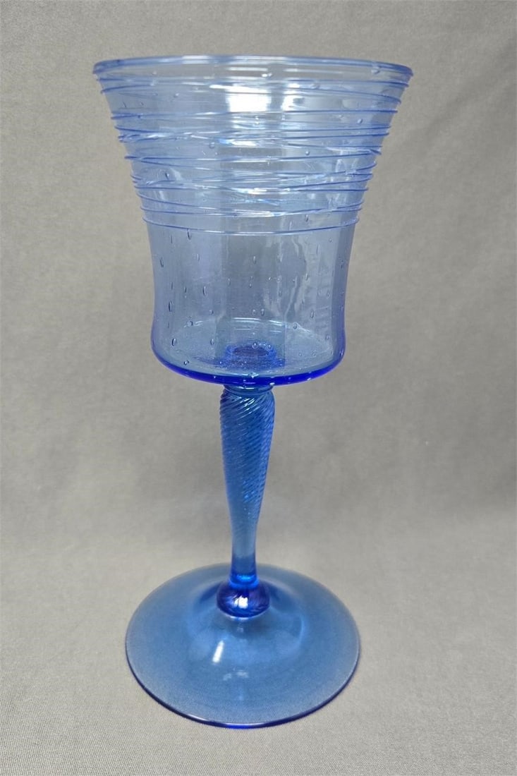 Steuben Goblet French Blue Applied Threads (1 of 13)