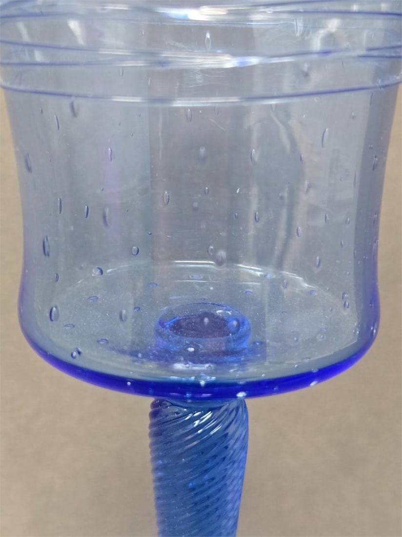 Steuben Goblet French Blue Applied Threads - 4