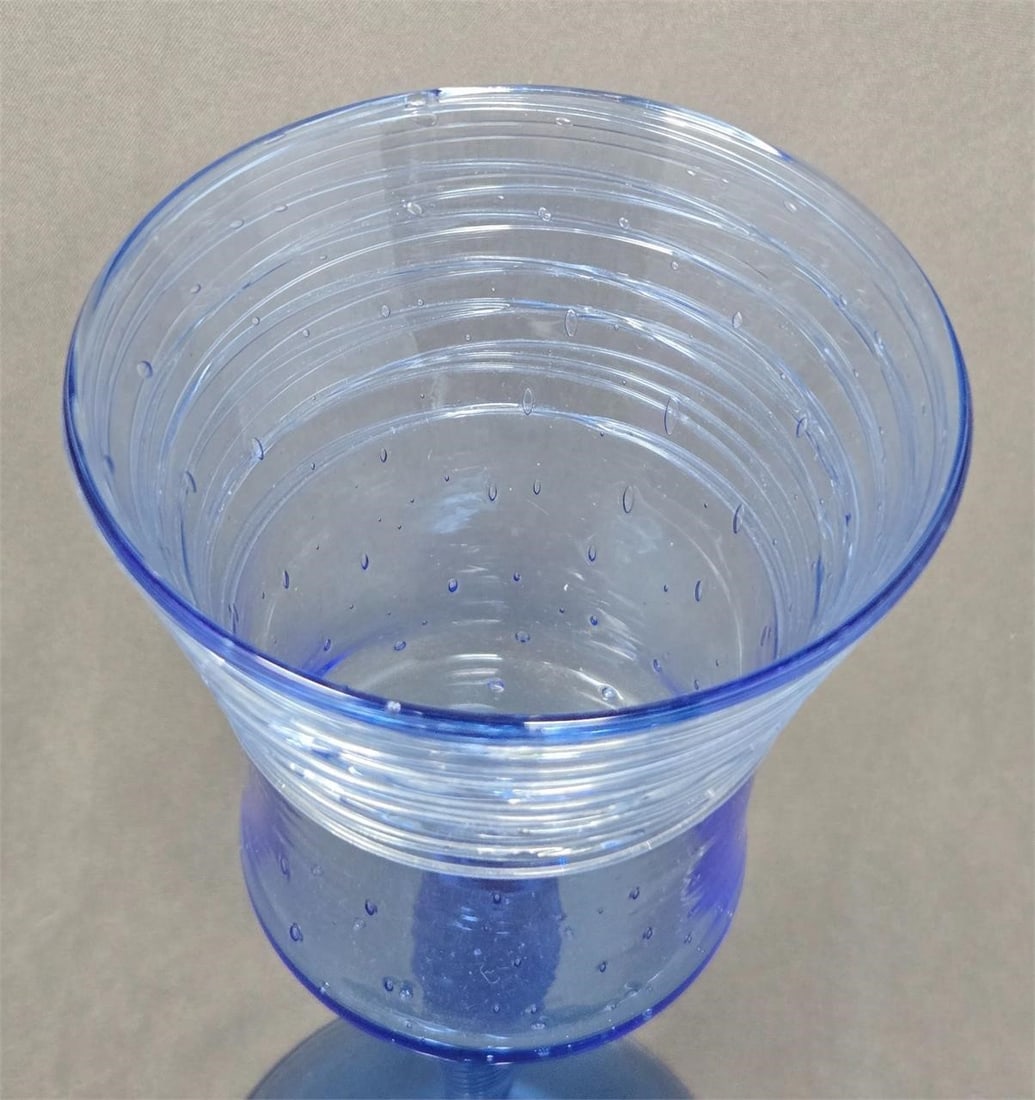 Steuben Goblet French Blue Applied Threads - 6