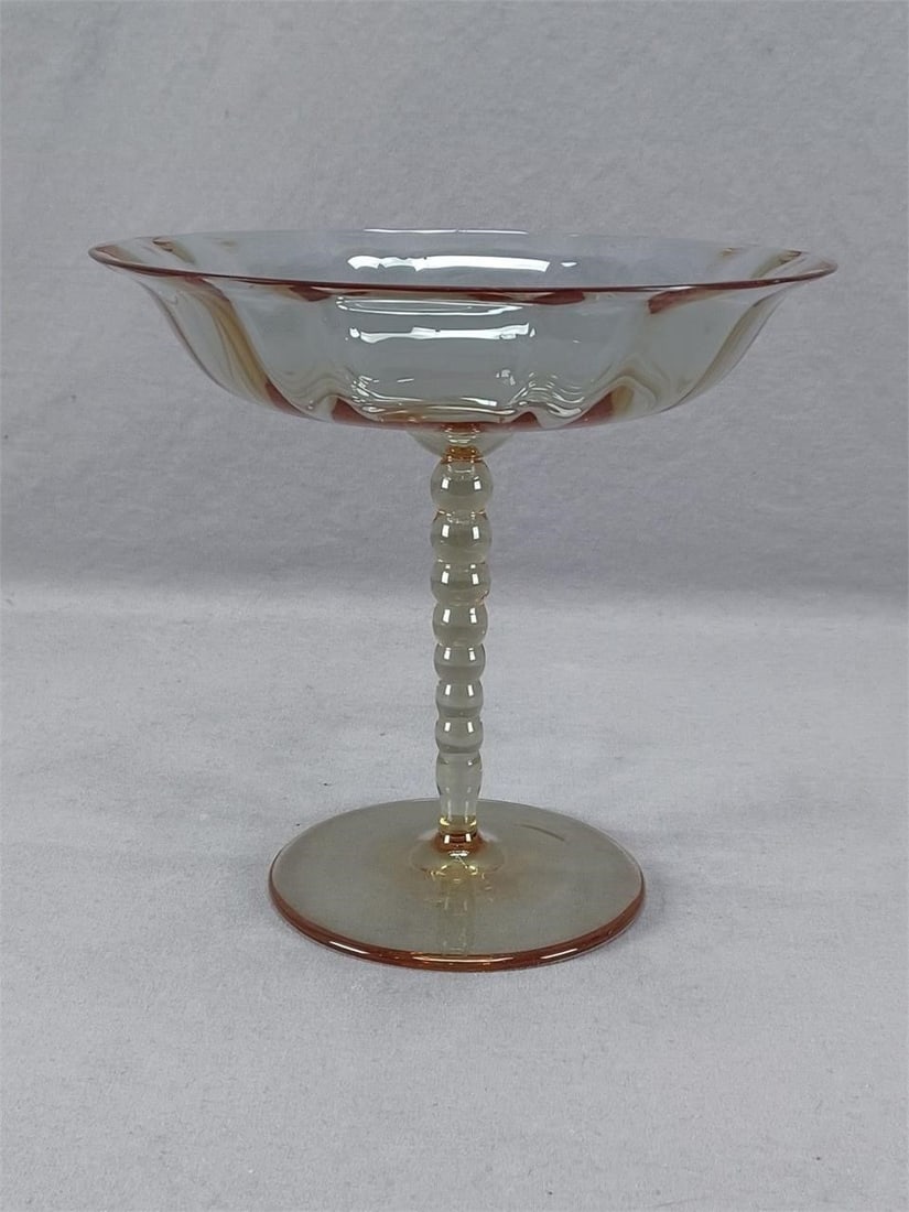 Signed Moser Heliolit Optic Molded 7 3/8" Compote - 3