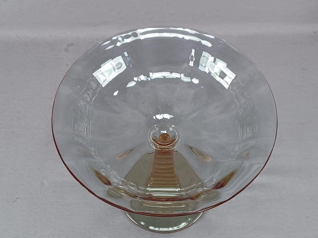 Signed Moser Heliolit Optic Molded 7 3/8" Compote - 4