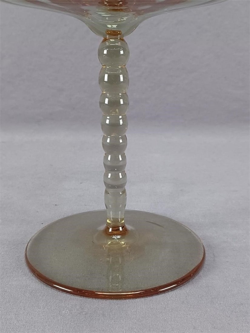 Signed Moser Heliolit Optic Molded 7 3/8" Compote - 6