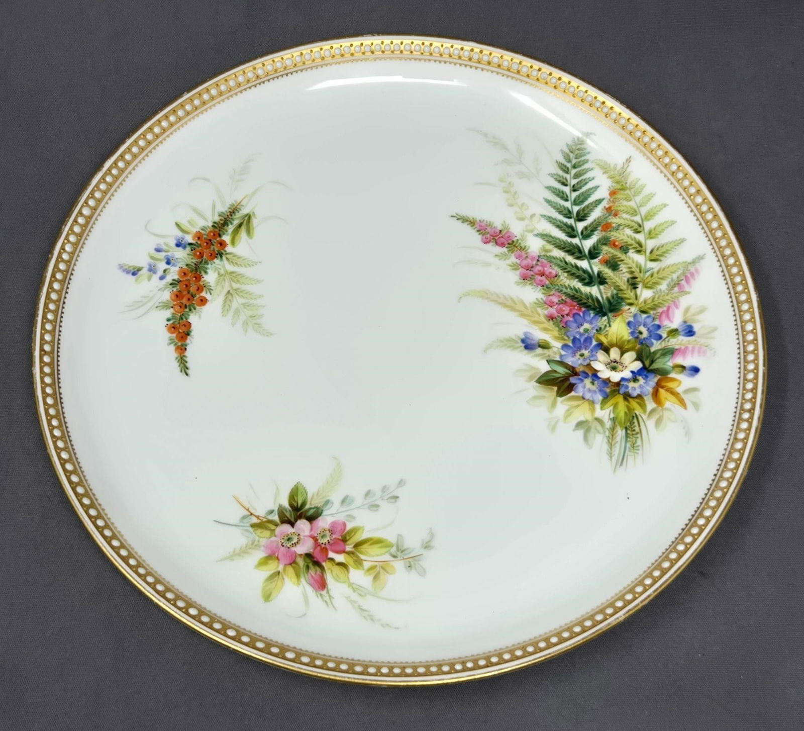 Royal Worcester Jeweled Floral Plate (1 of 10)