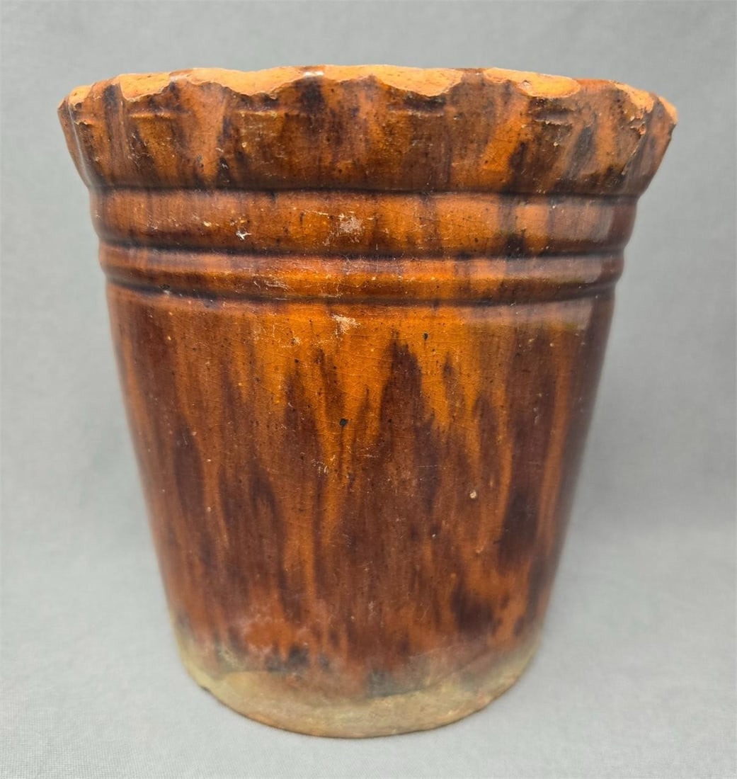 Antique SE Pennsylvania Redware Planter 5 1/4" (1 of 13)