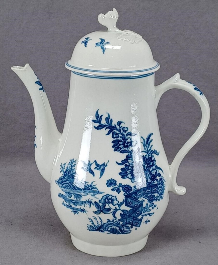 18th Century Caughley Fenced Garden Coffee Pot (1 of 13)