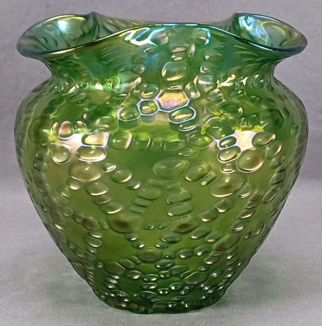 Loetz Crete Diaspora Green Art Nouveau Glass Vase (1 of 8)