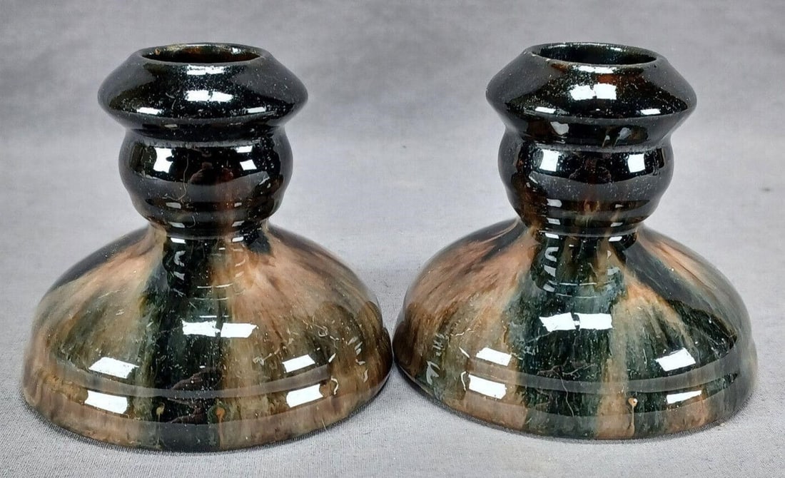 Pair of Brush McCoy Brown Onyx Candlesticks (1 of 7)