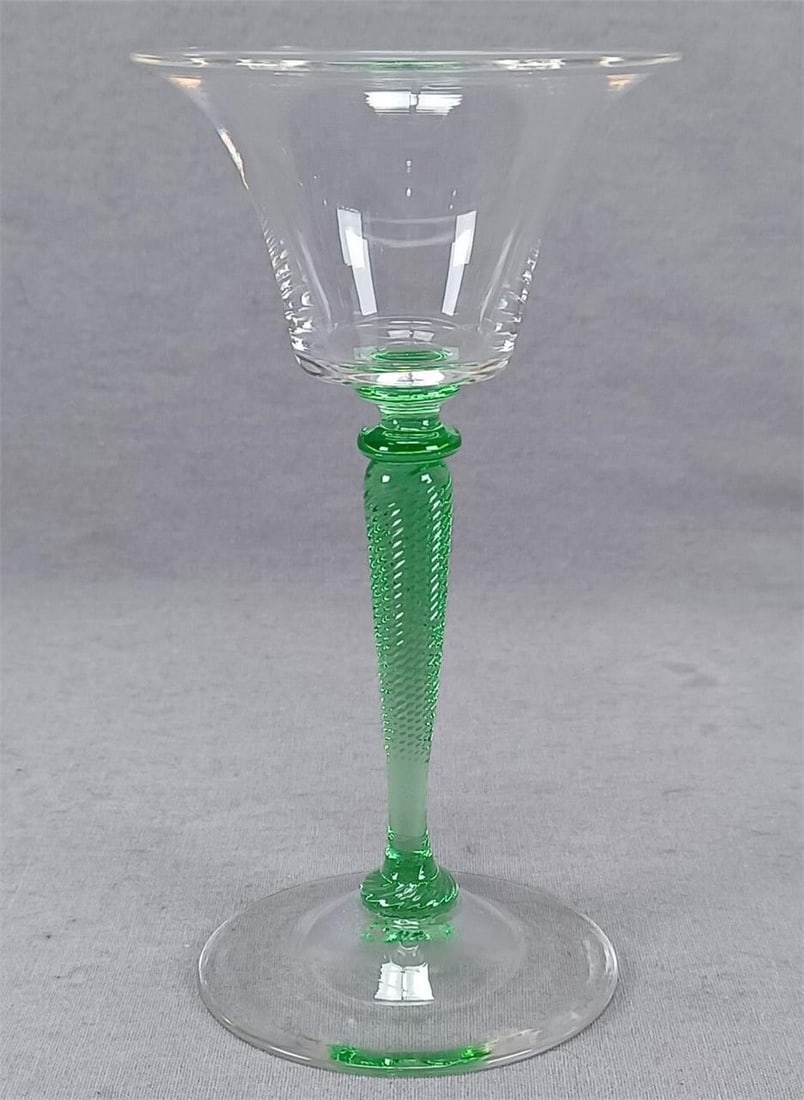 Steuben Pomona Green & Clear 5 3/4 Inch Wine Glass (1 of 9)