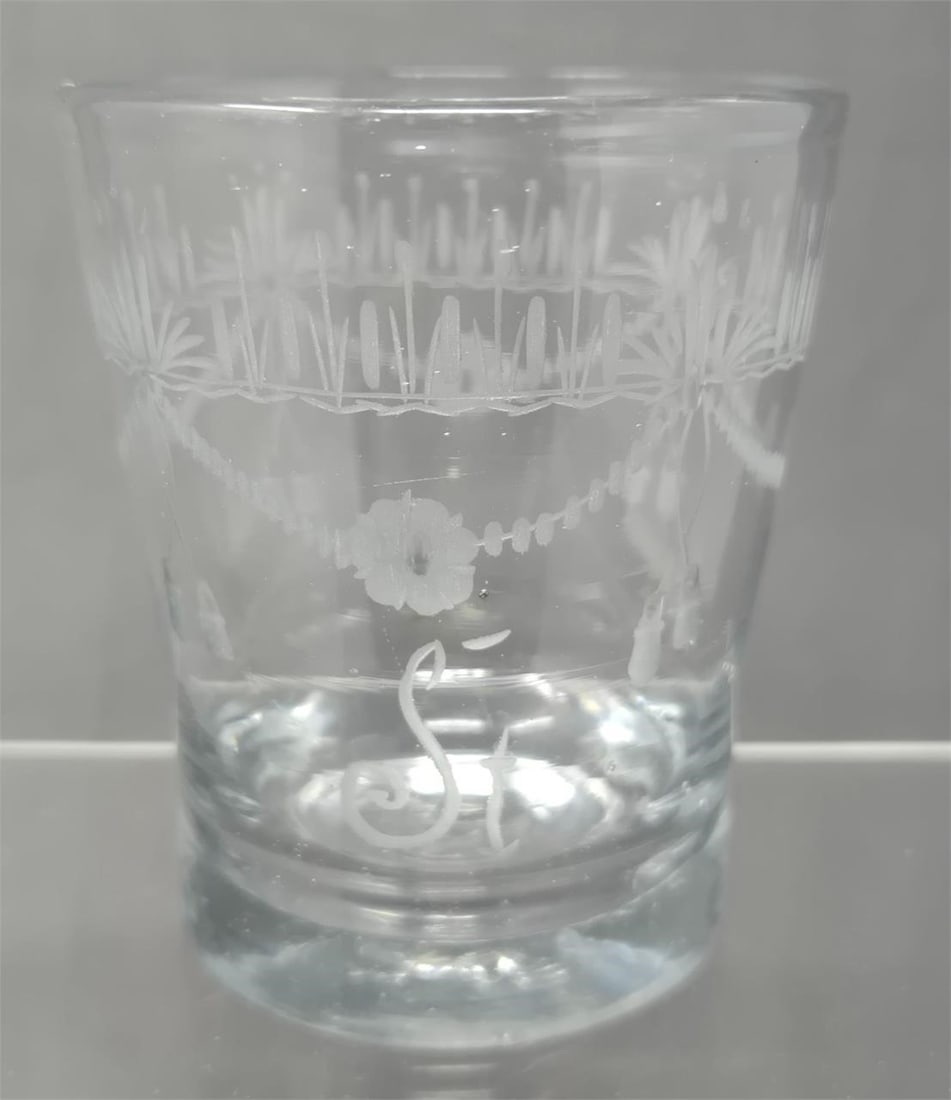 18th C. Bohemian Tumbler Engraved Swags (1 of 9)