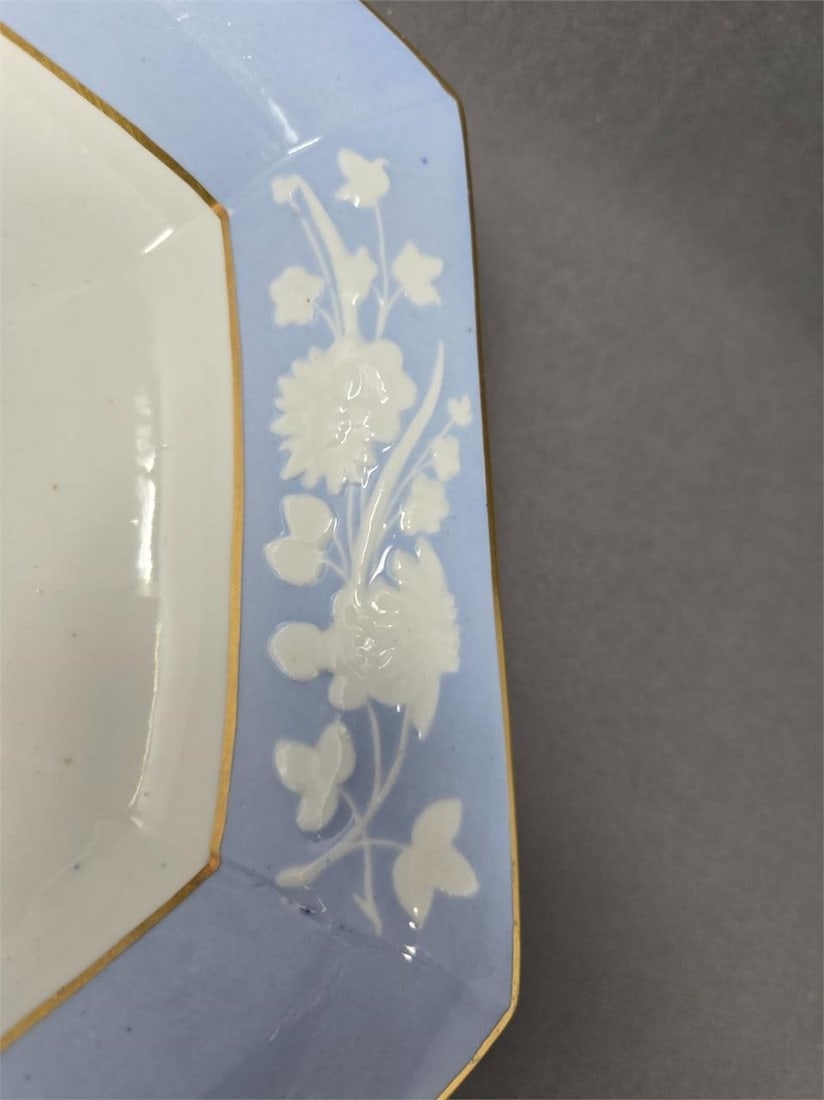 Spode Embossed Flowers Hexagonal Shallow Bowl - 2